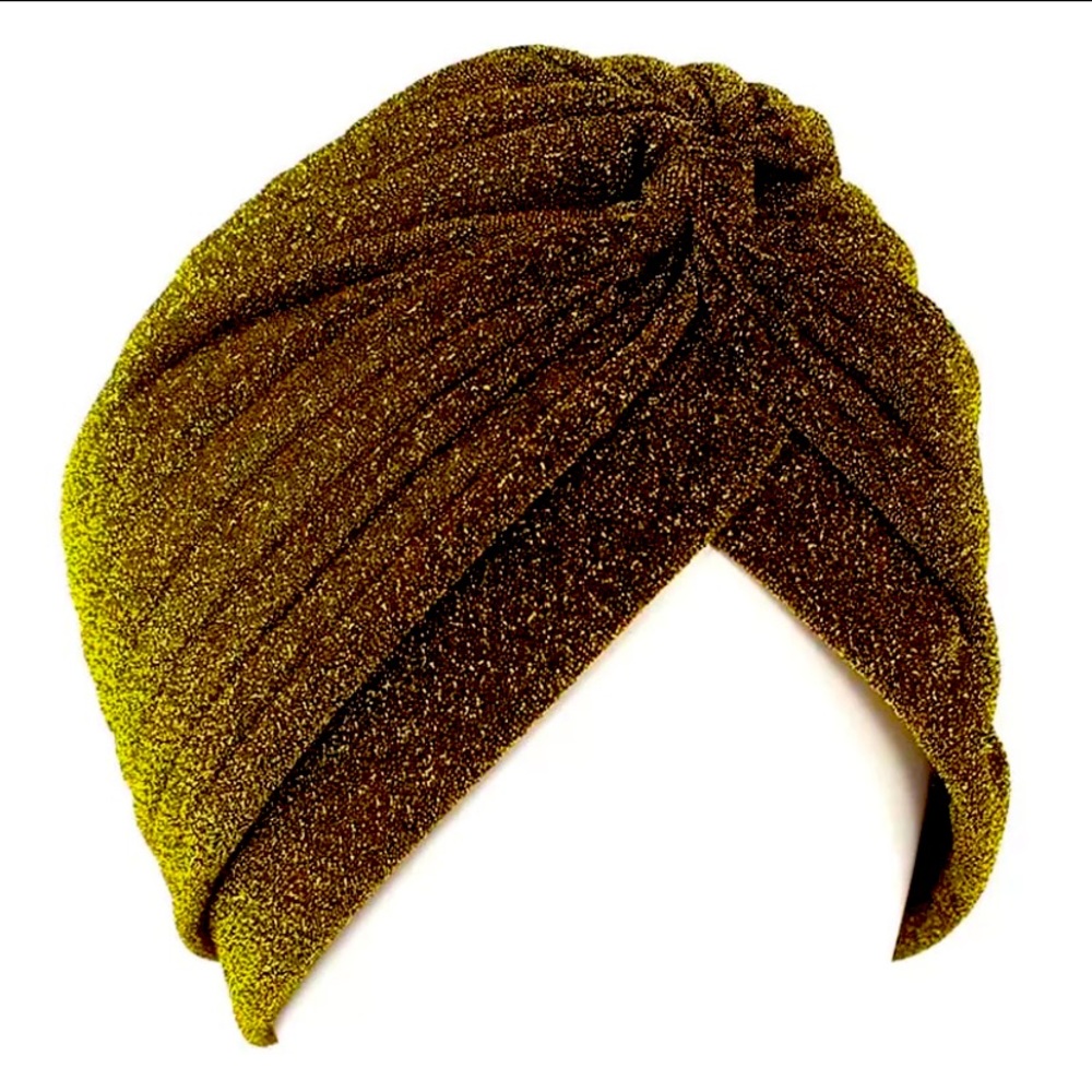 Gold glitter woman head turban
